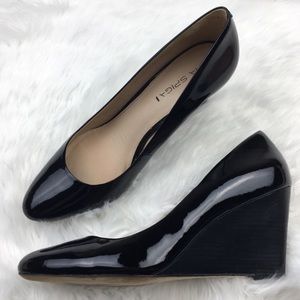 Via Spiga | Black Patent Leather Wedges Heels 10M